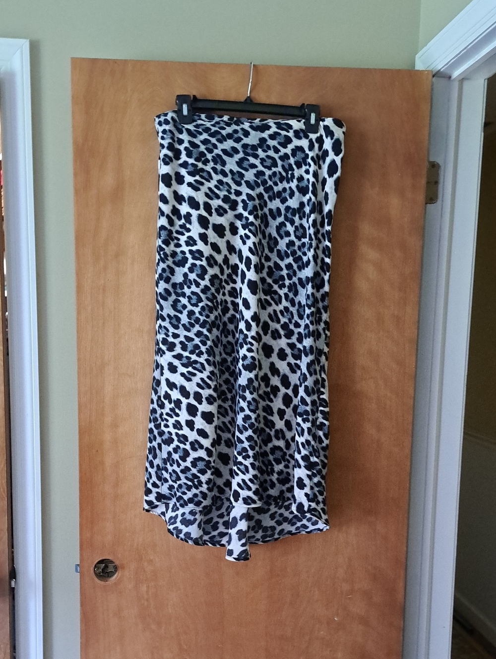 Zara Black and White High-Low Leopard Skirt